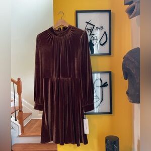 Calvin Klein Chocolate Velvet Dress NWT Size 14